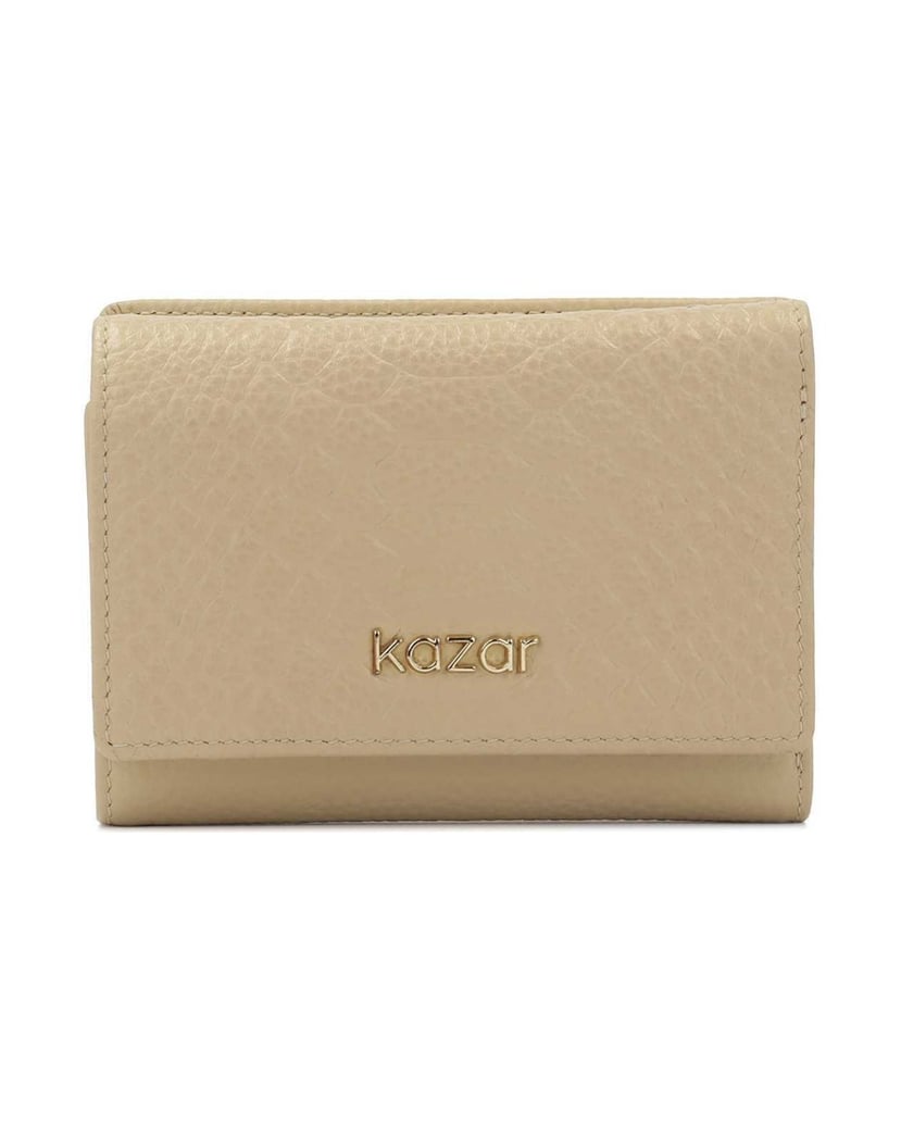 Kazar-Compact-beige-wallet-with-embossed-pattern-béžová