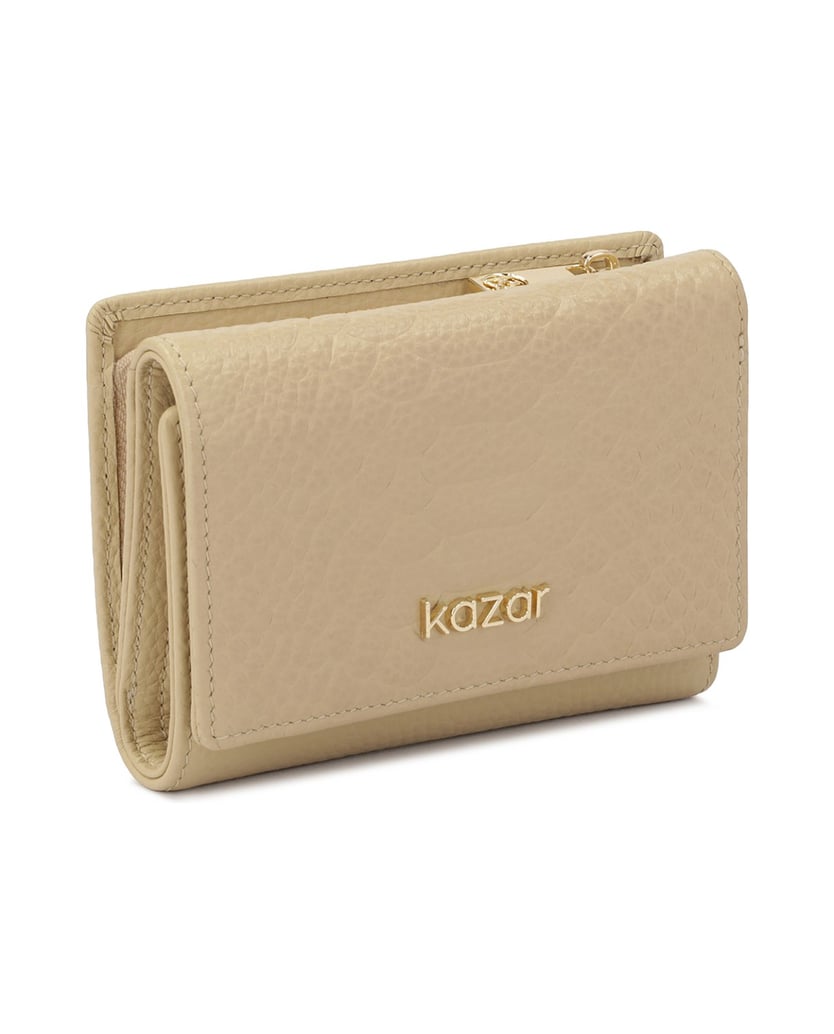 Kazar-Compact-beige-wallet-with-embossed-pattern-béžová