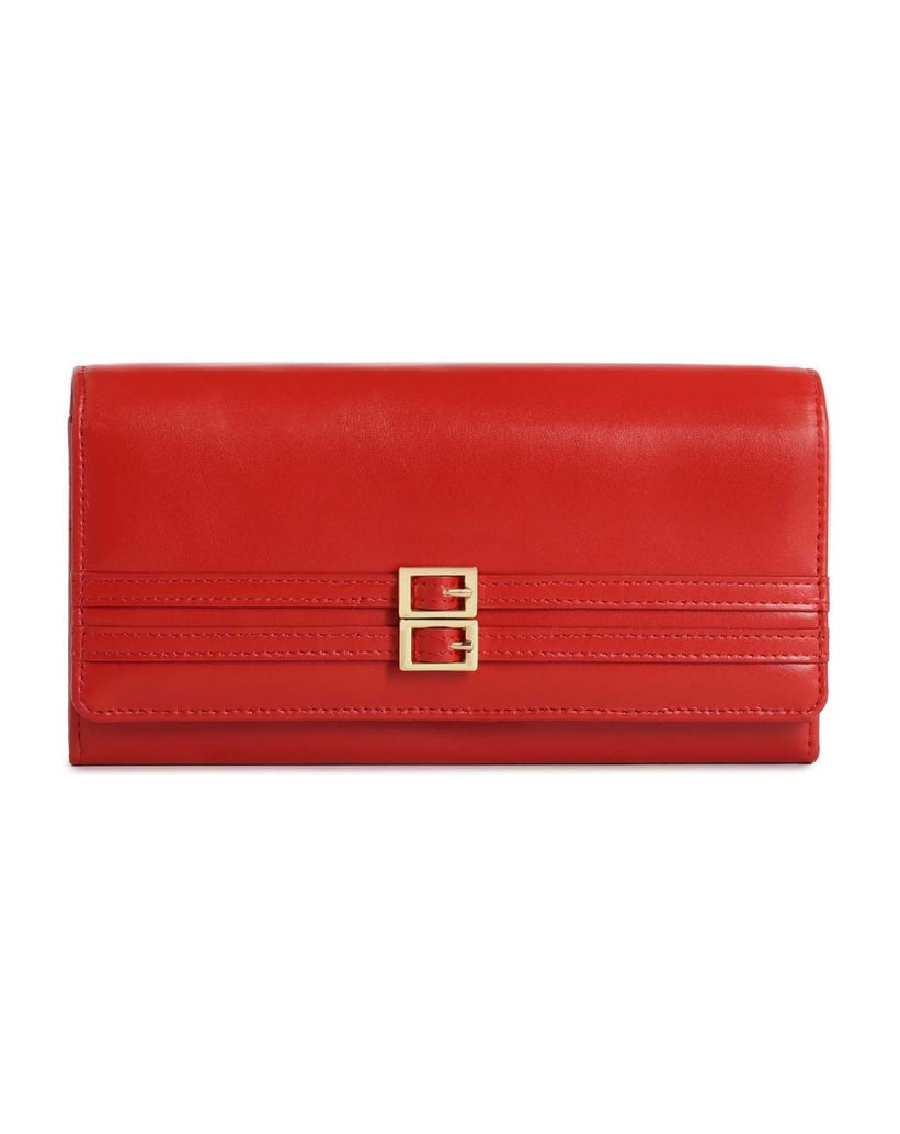 Kazar-Red-leather-wallet-with-two-buckles-červená