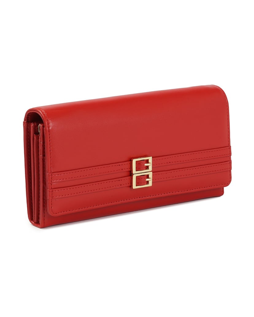 Kazar-Red-leather-wallet-with-two-buckles-červená