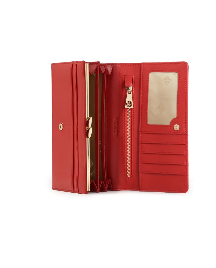 Kazar-Red-leather-wallet-with-two-buckles-červená