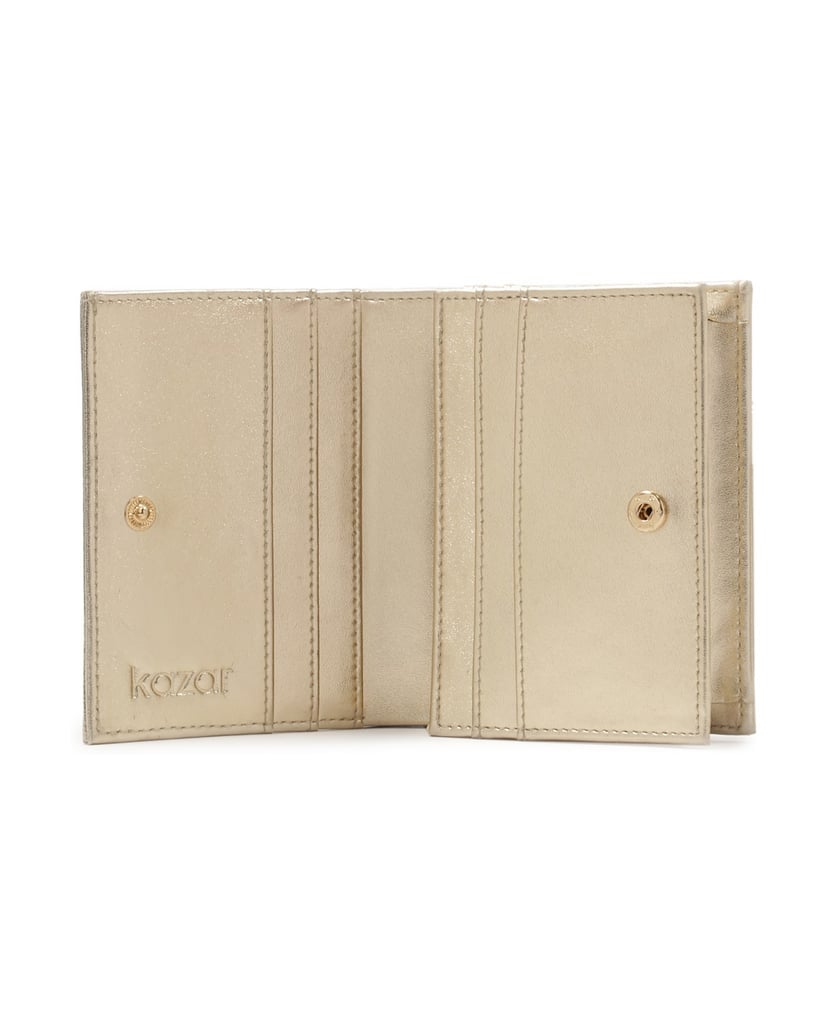 Kazar-Gold-wallet-with-snap-closure-flap-zlatá