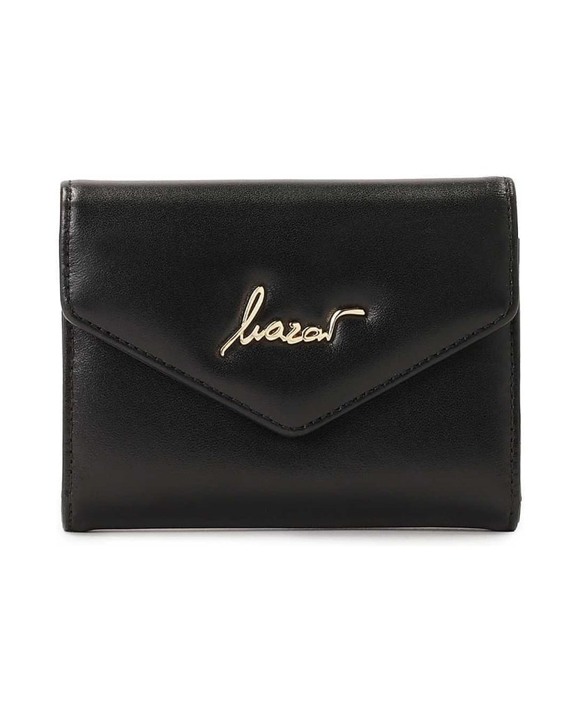 Kazar-Compact-leather-wallet-with-snap-closure-flap-čierna