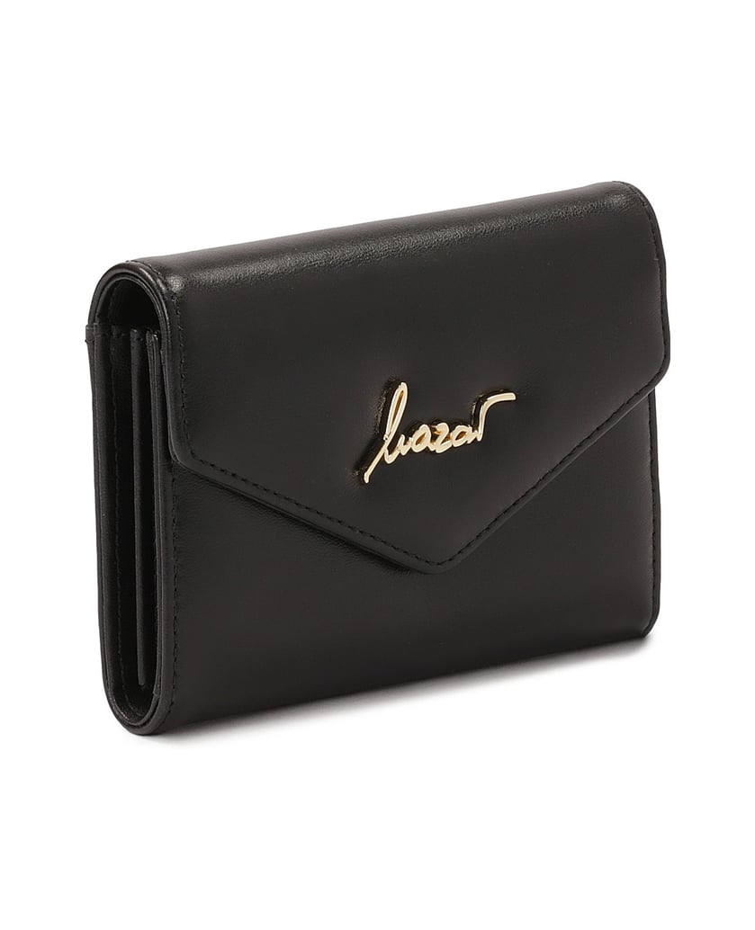 Kazar-Compact-leather-wallet-with-snap-closure-flap-čierna