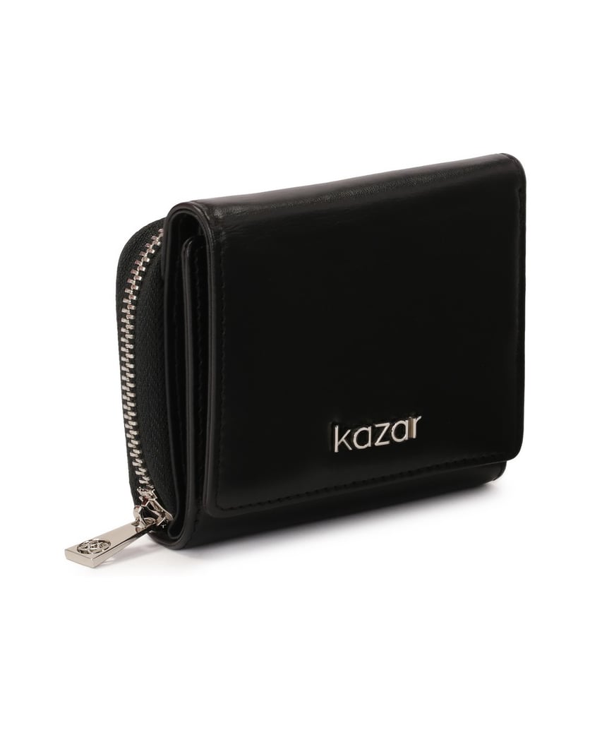 Kazar-Compact-leather-wallet-with-clasp-čierna