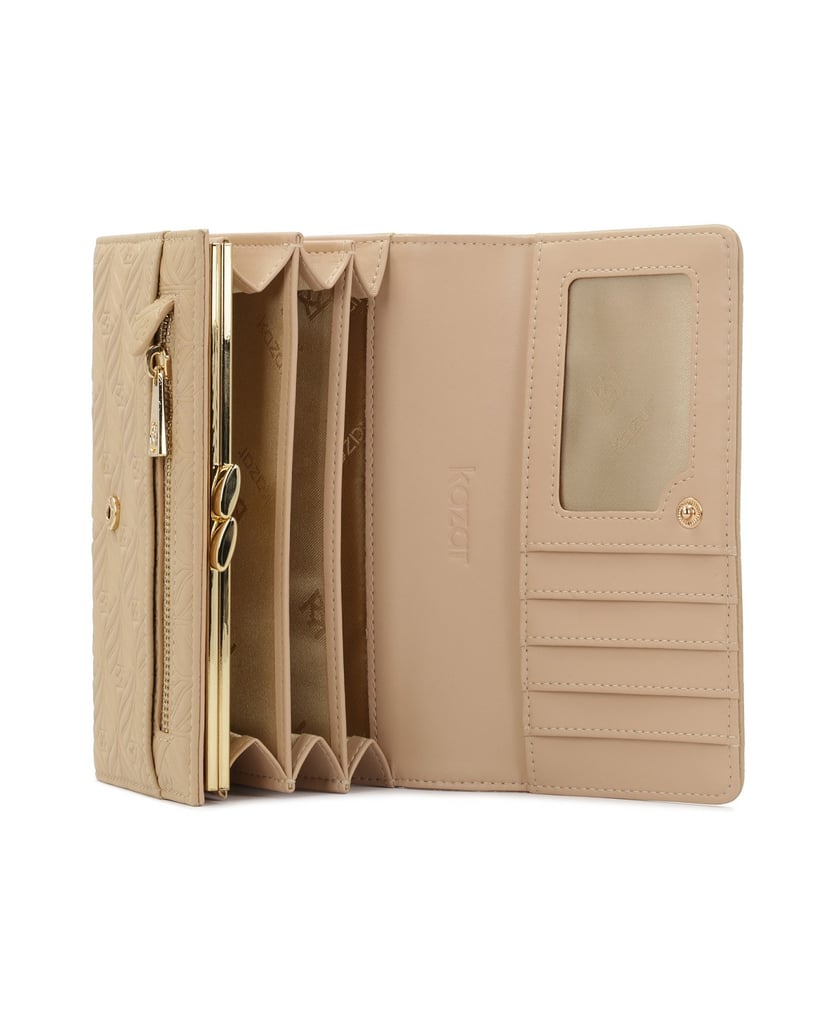 Kazar-Beige-wallet-with-elegant-embossed-pattern-béžová