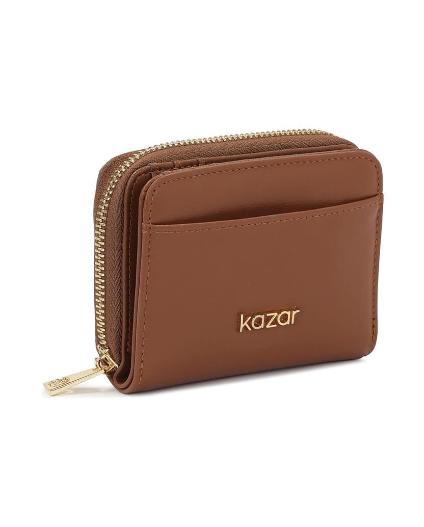 Kazar-Small-brown-wallet-with-snap-closure-flap-hnedá