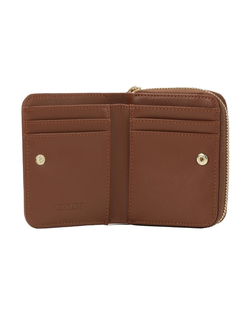 Kazar-Small-brown-wallet-with-snap-closure-flap-hnedá