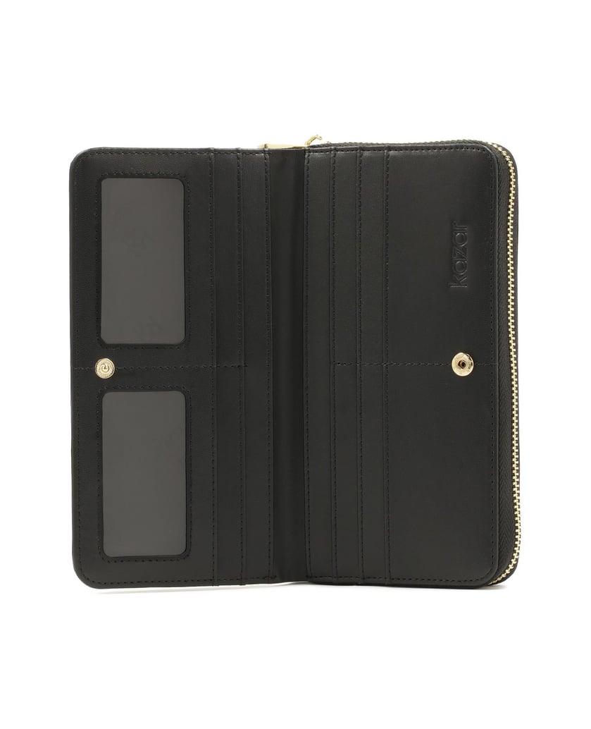 Kazar-Openwork-oblong-wallet-in-the-author's-pattern-čierna