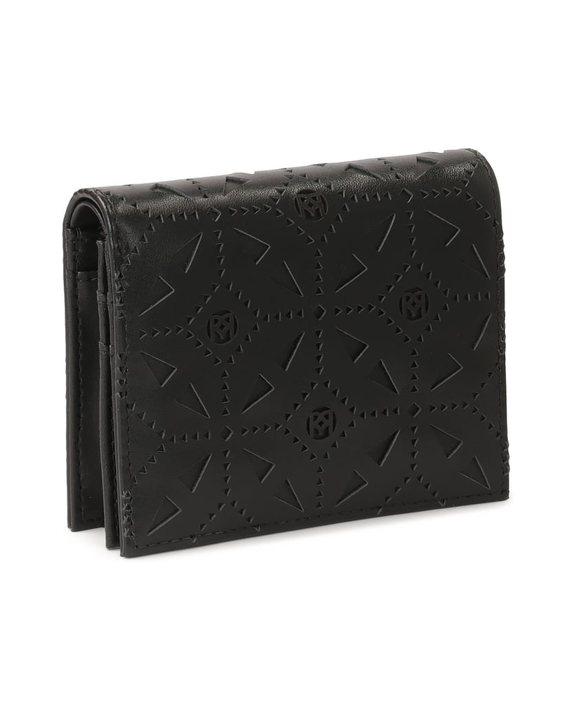 Kazar-Compact-openwork-leather-wallet-čierna