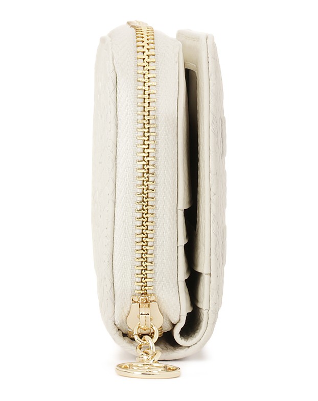 Kazar-White-embossed-leather-wallet-with-zipper-closure-bílá
