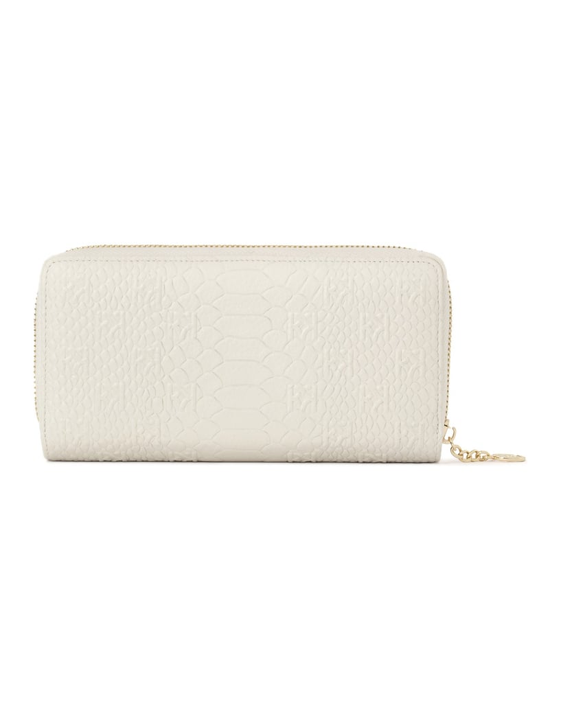 Kazar-White-embossed-leather-wallet-with-zipper-closure-bílá