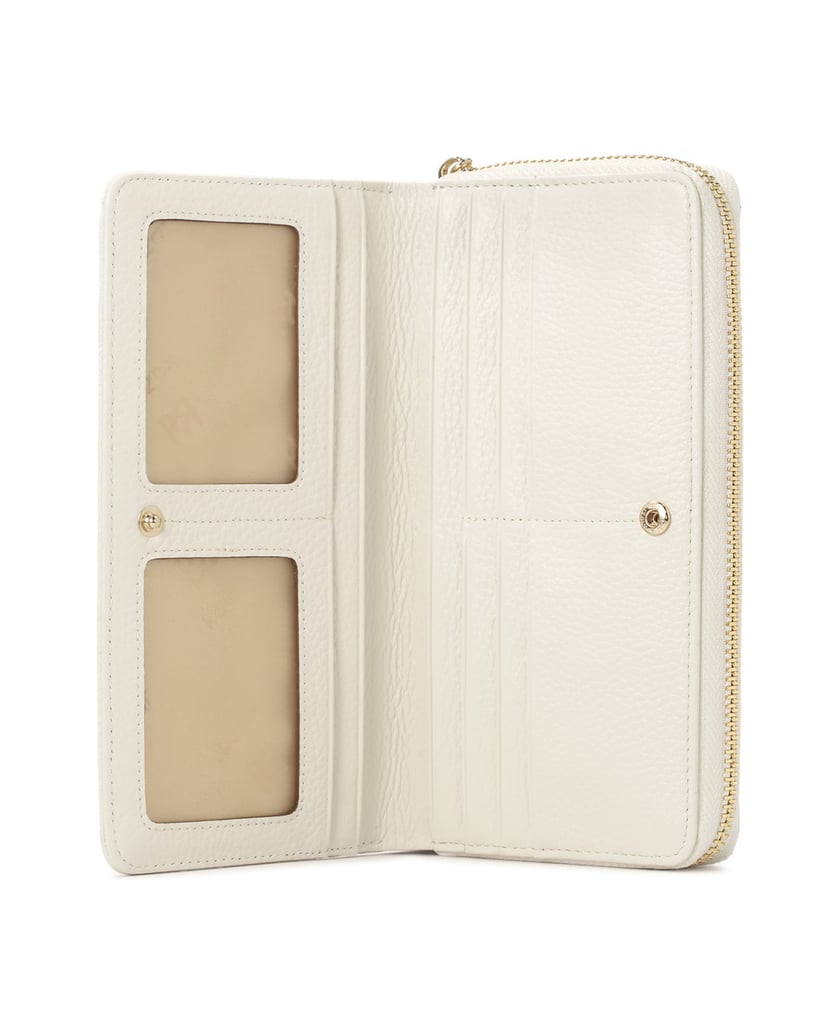 Kazar-White-embossed-leather-wallet-with-zipper-closure-bílá