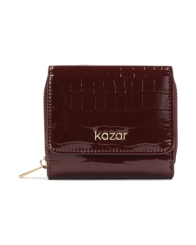 Kazar-Maroon-wallet-in-embossed-patent-leather-červená