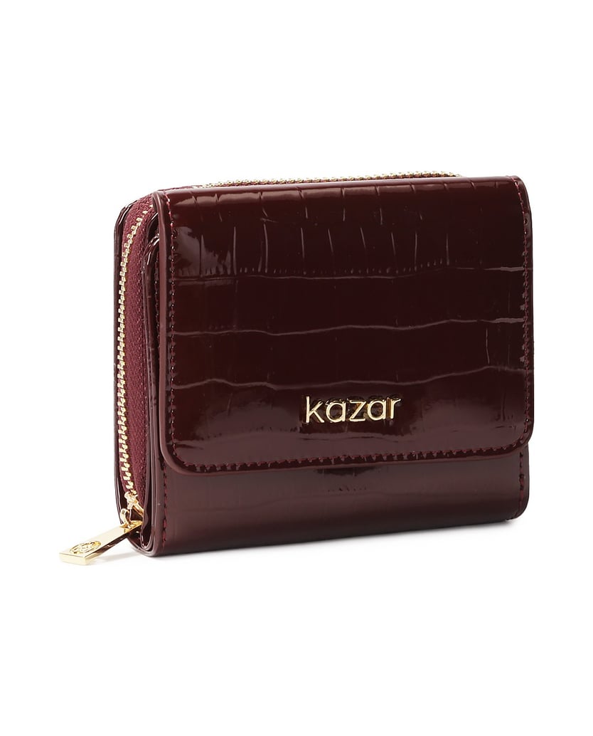Kazar-Maroon-wallet-in-embossed-patent-leather-červená
