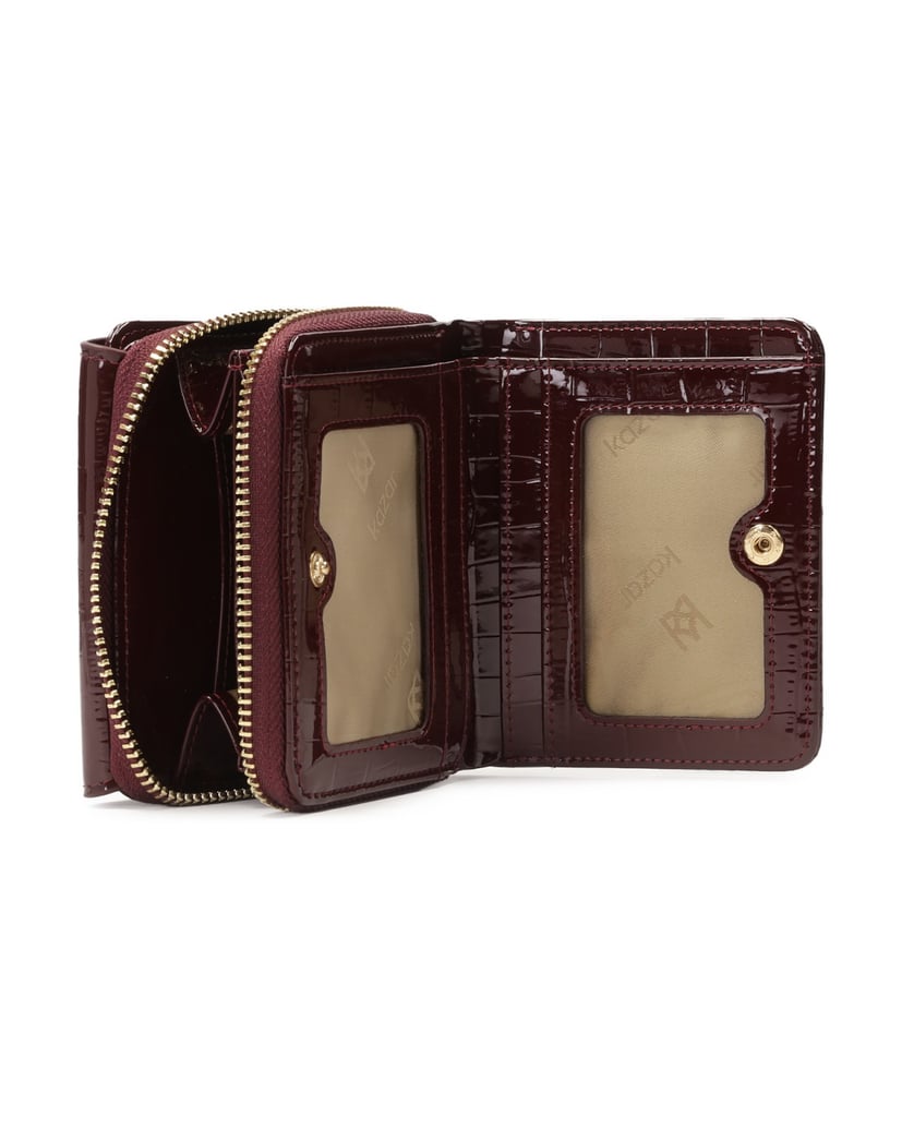 Kazar-Maroon-wallet-in-embossed-patent-leather-červená