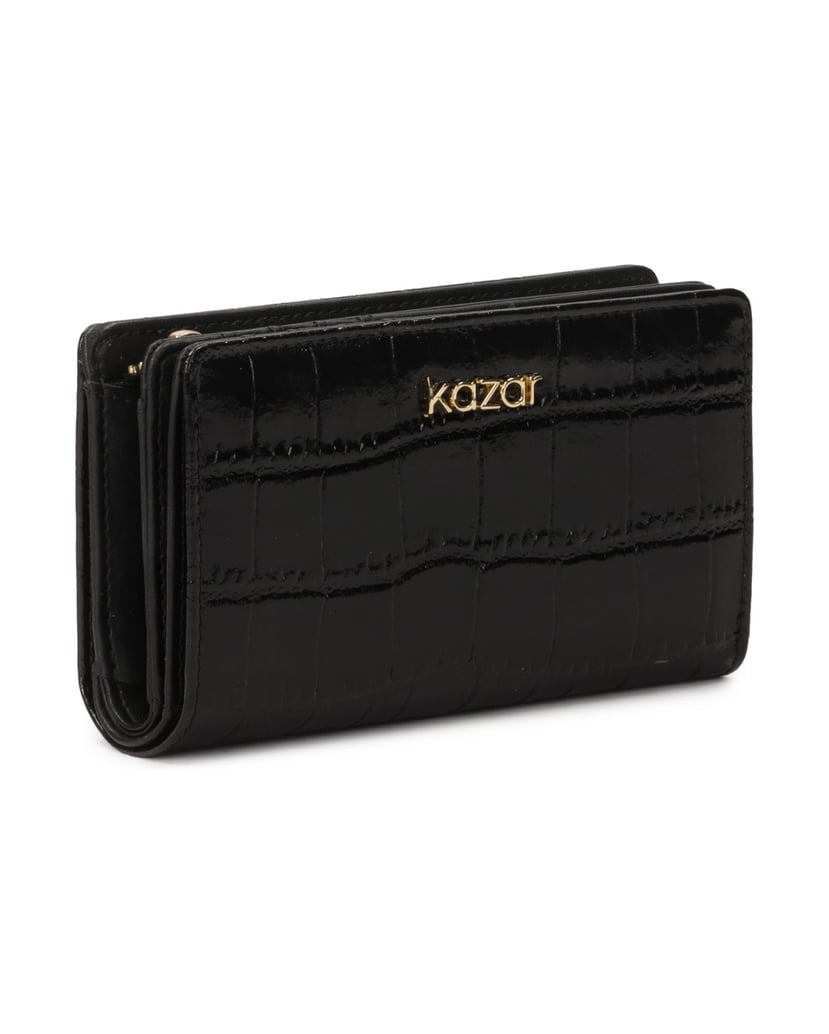 Kazar-Black-embossed-leather-wallet-černá