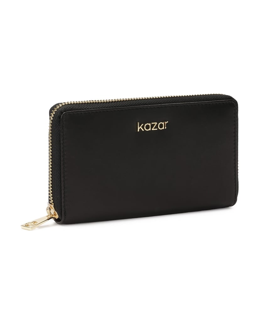 Kazar-Black-leather-wallet-with-zipper-černá