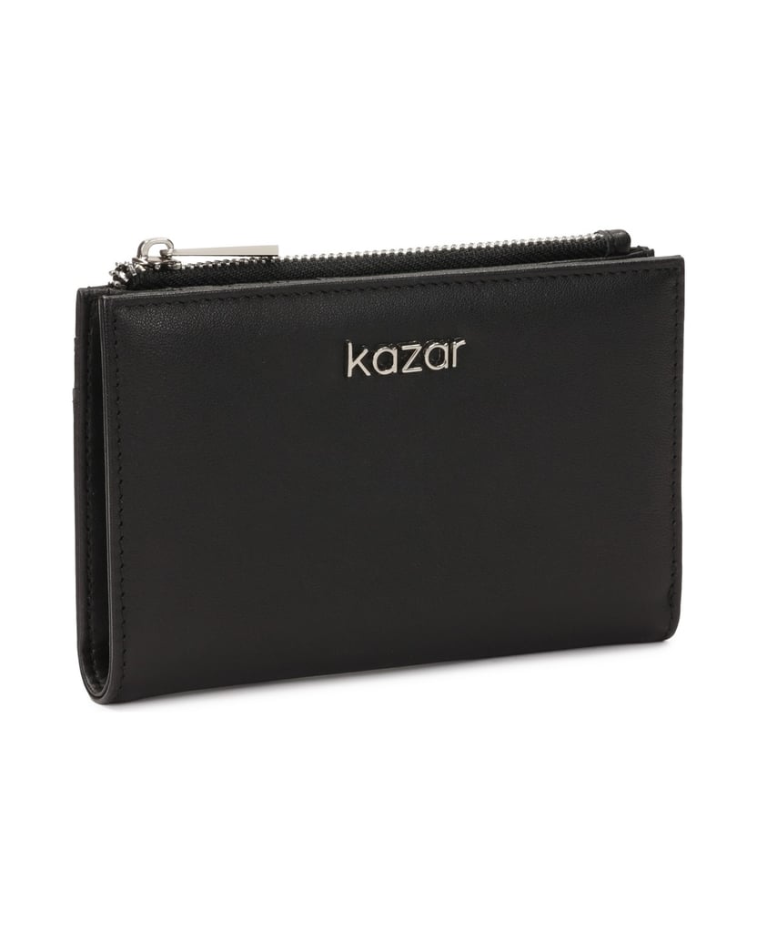 Kazar-Compact-black-wallet-with-zipper-closure-čierna