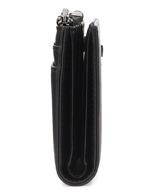 Kazar-Compact-black-wallet-with-zipper-closure-čierna