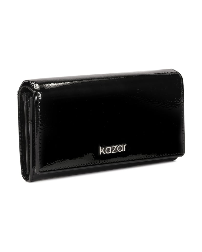 Kazar-Wrinkled-patent-leather-wallet-černá