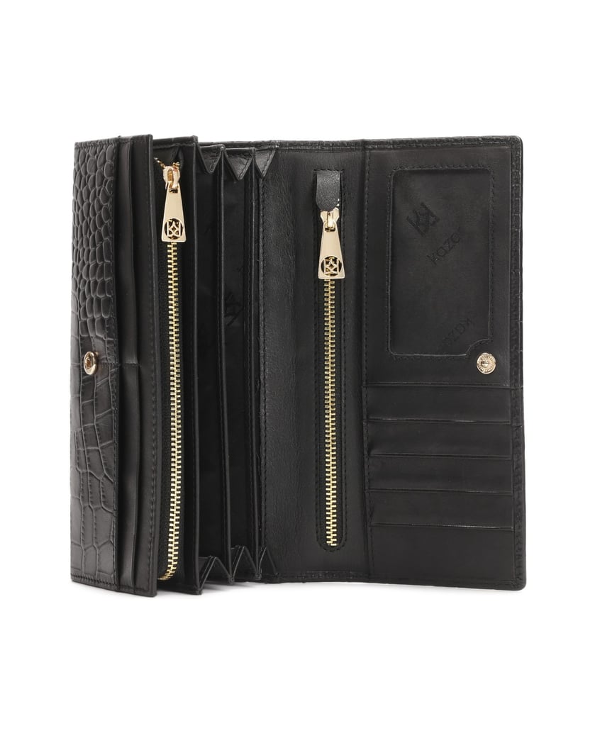 Kazar-Oblong-black-wallet-in-embossed-leather-černá