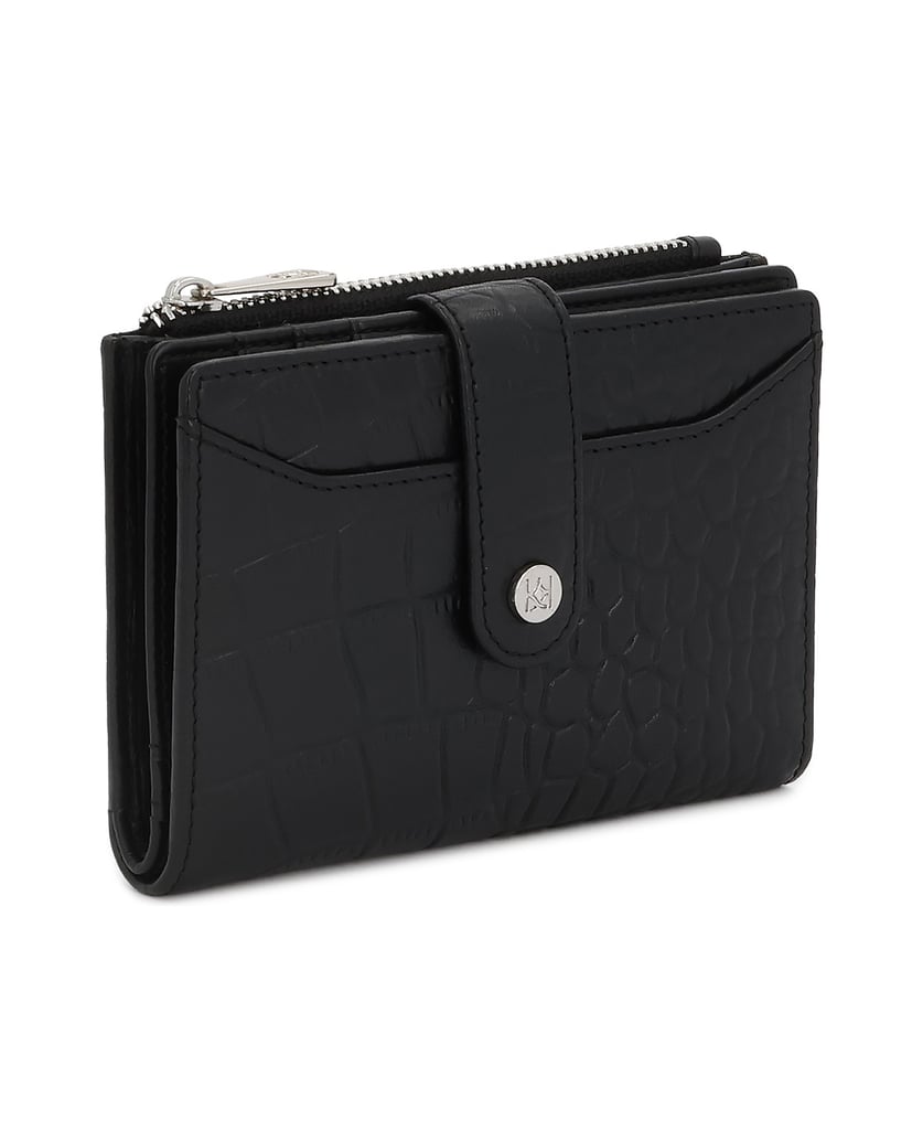 Kazar-Black-embossed-leather-wallet-with-snap-closure-čierna