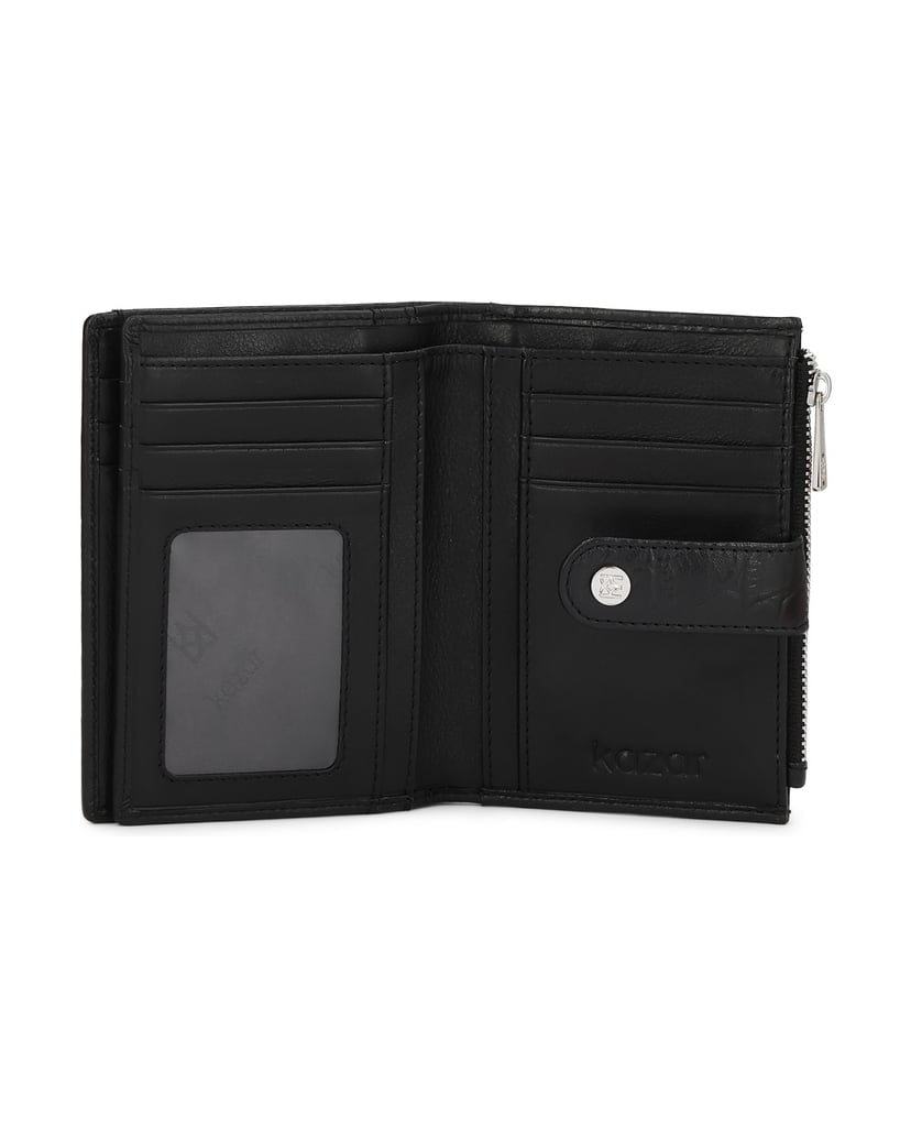 Kazar-Black-embossed-leather-wallet-with-snap-closure-čierna