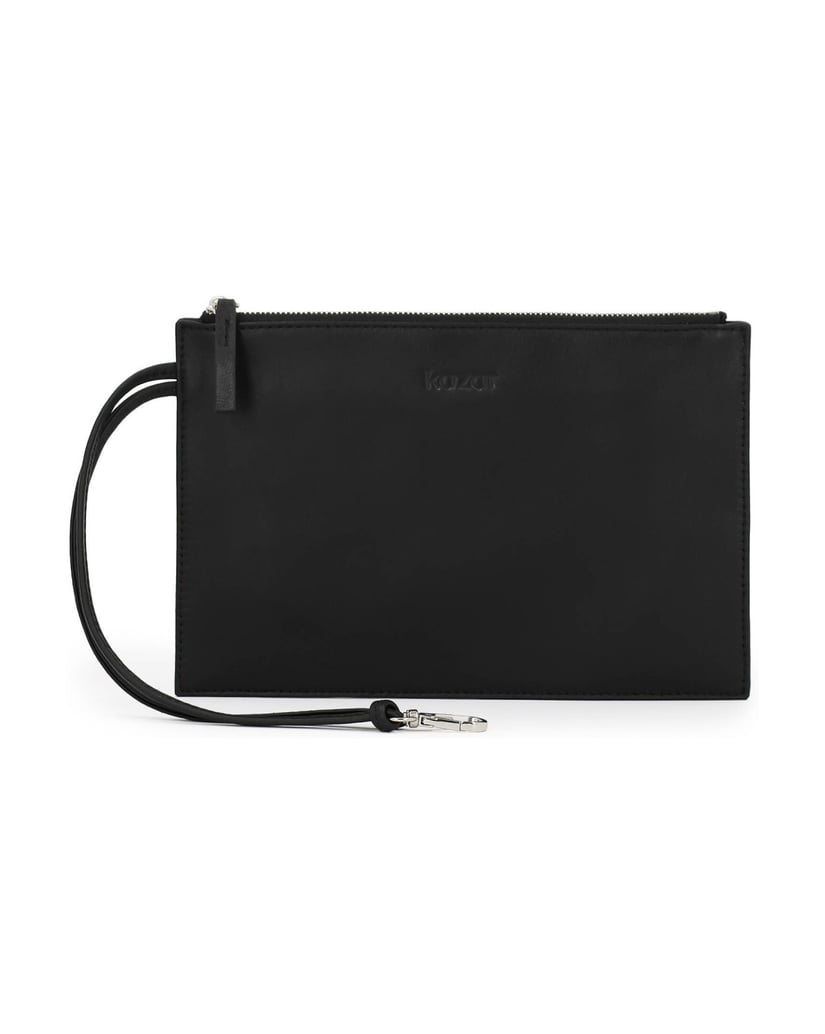 Kazar-Leather-purse-organizer-with-strap-and-snap-hook-černá
