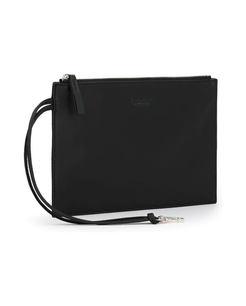 Kazar-Leather-purse-organizer-with-strap-and-snap-hook-černá