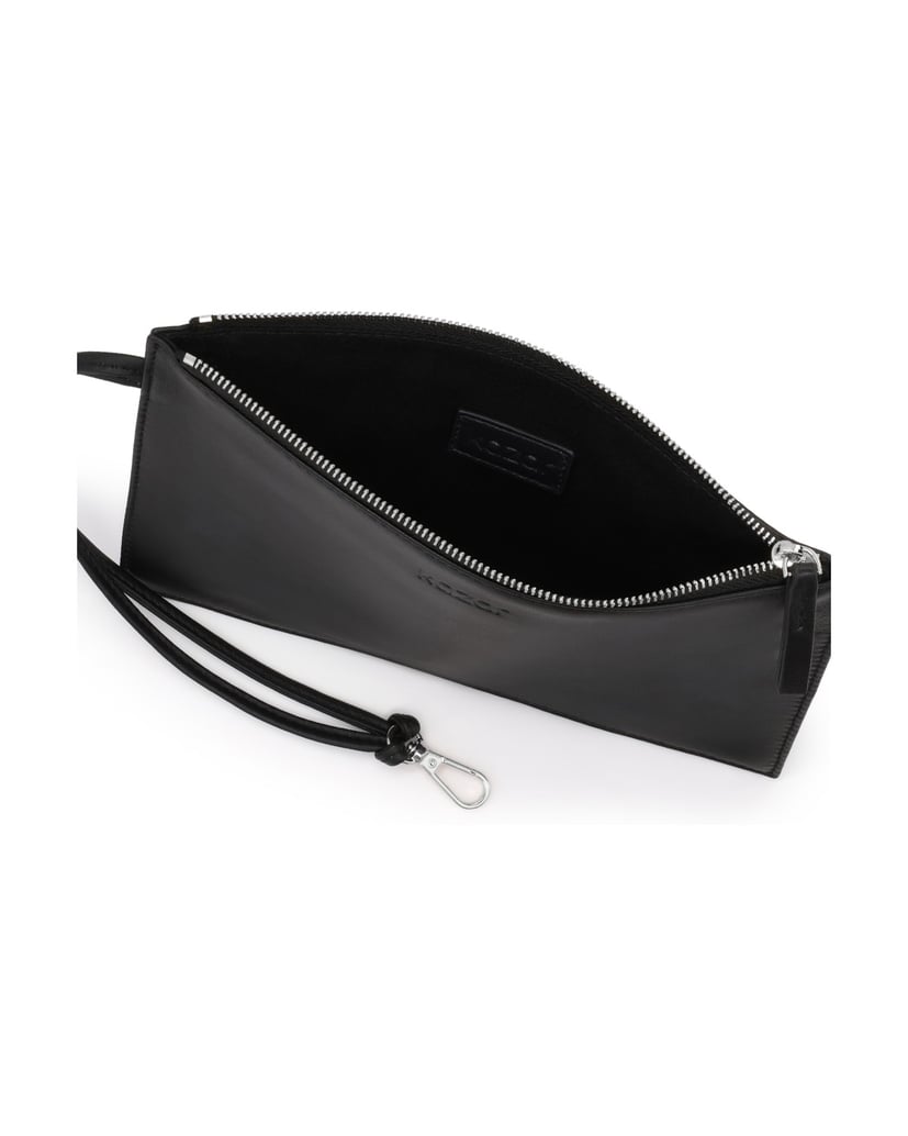 Kazar-Leather-purse-organizer-with-strap-and-snap-hook-černá