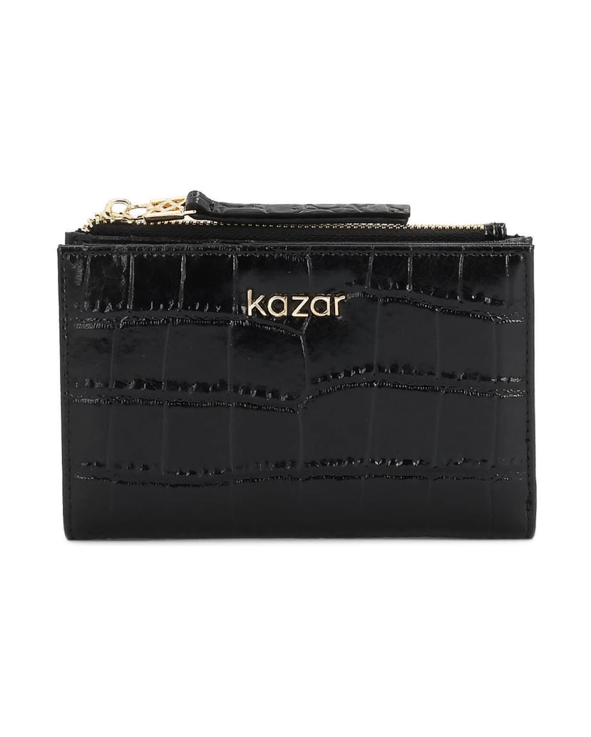Kazar-Women's-black-embossed-leather-wallet-černá