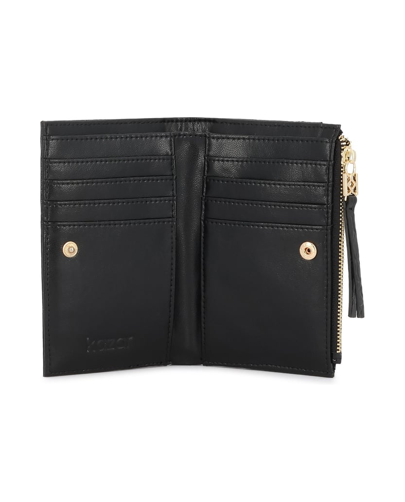 Kazar-Women's-black-embossed-leather-wallet-černá