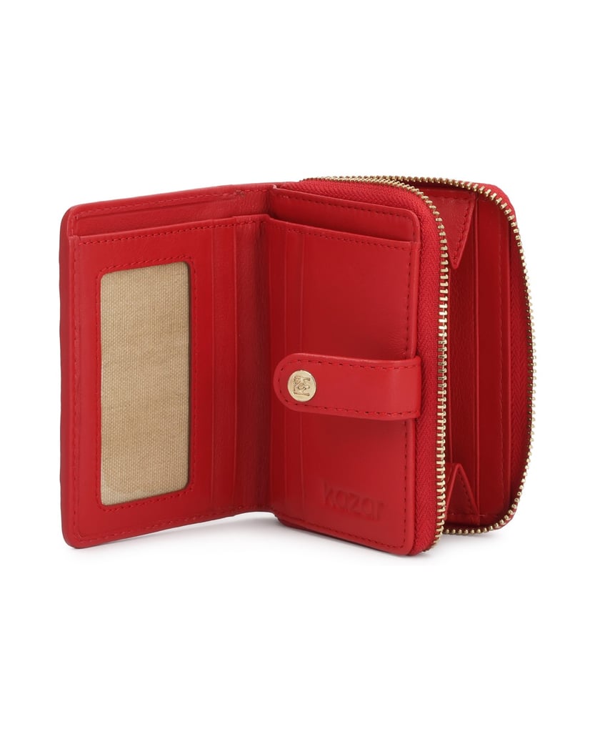 Kazar-Red-leather-women's-wallets-with-latch-and-card-compartments-červená