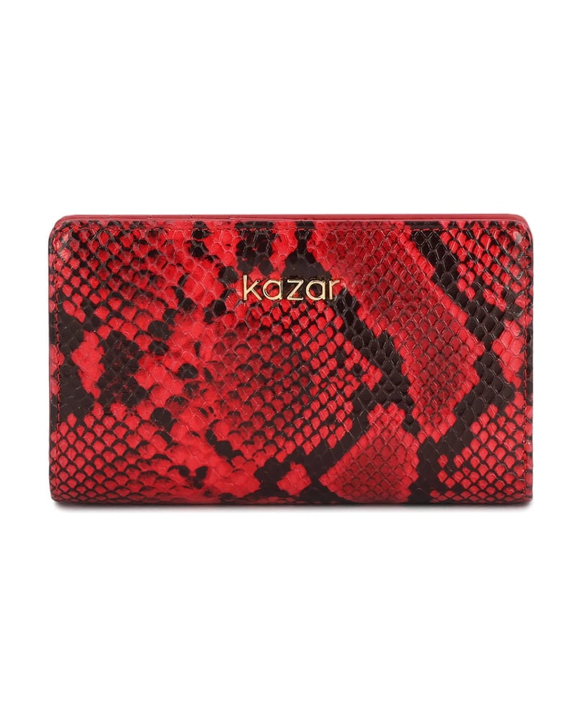 Kazar-Red-leather-wallet-embossed-with-snake-print-pattern-červená