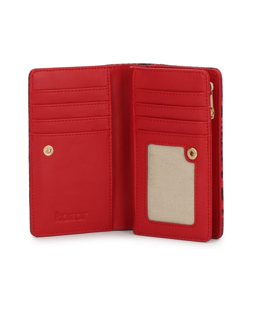 Kazar-Red-leather-wallet-embossed-with-snake-print-pattern-červená