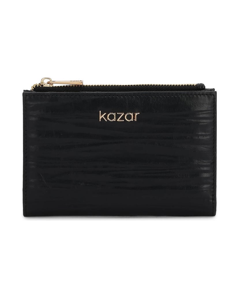 Kazar-Compact-wallet-with-elongated-embossing-černá