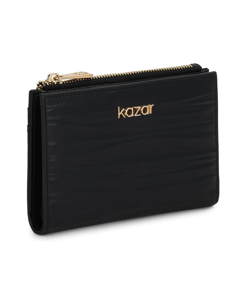 Kazar-Compact-wallet-with-elongated-embossing-černá