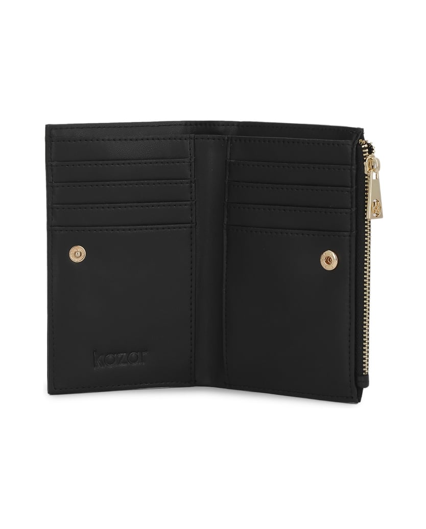 Kazar-Compact-wallet-with-elongated-embossing-černá