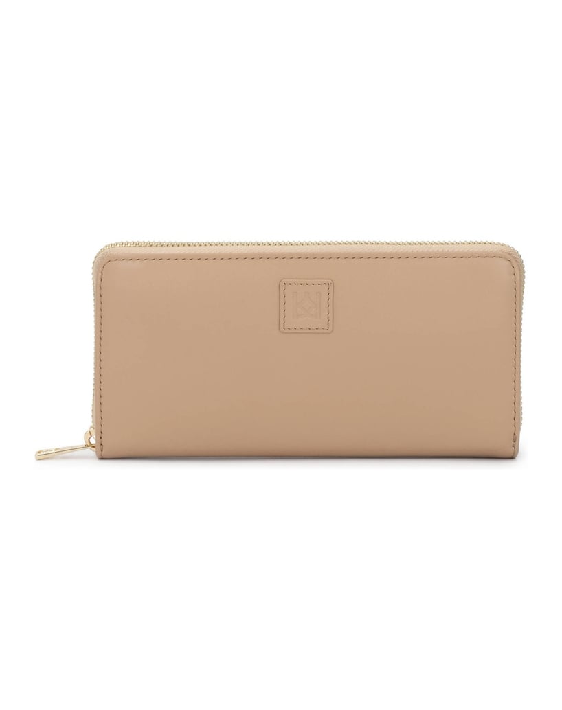 Kazar-Beige-leather-wallet-with-embossed-logo-béžová