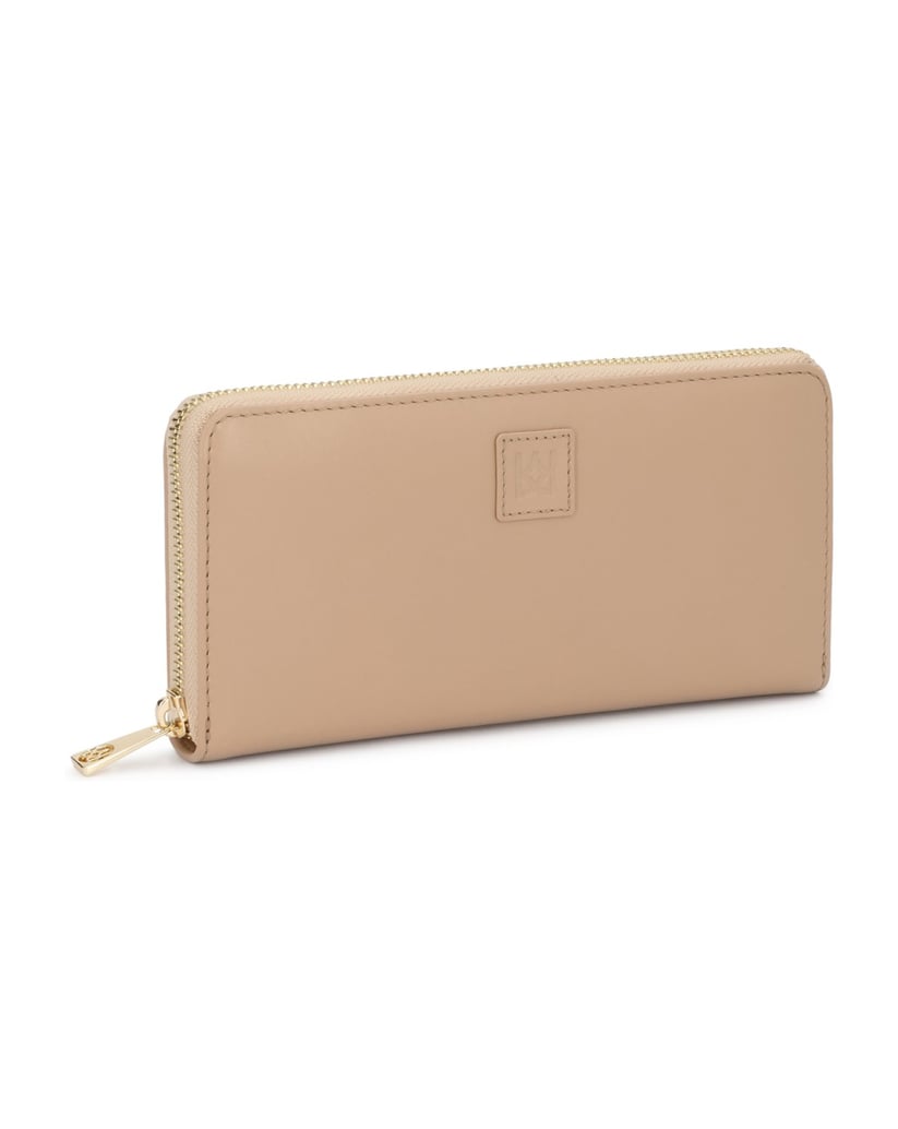 Kazar-Beige-leather-wallet-with-embossed-logo-béžová