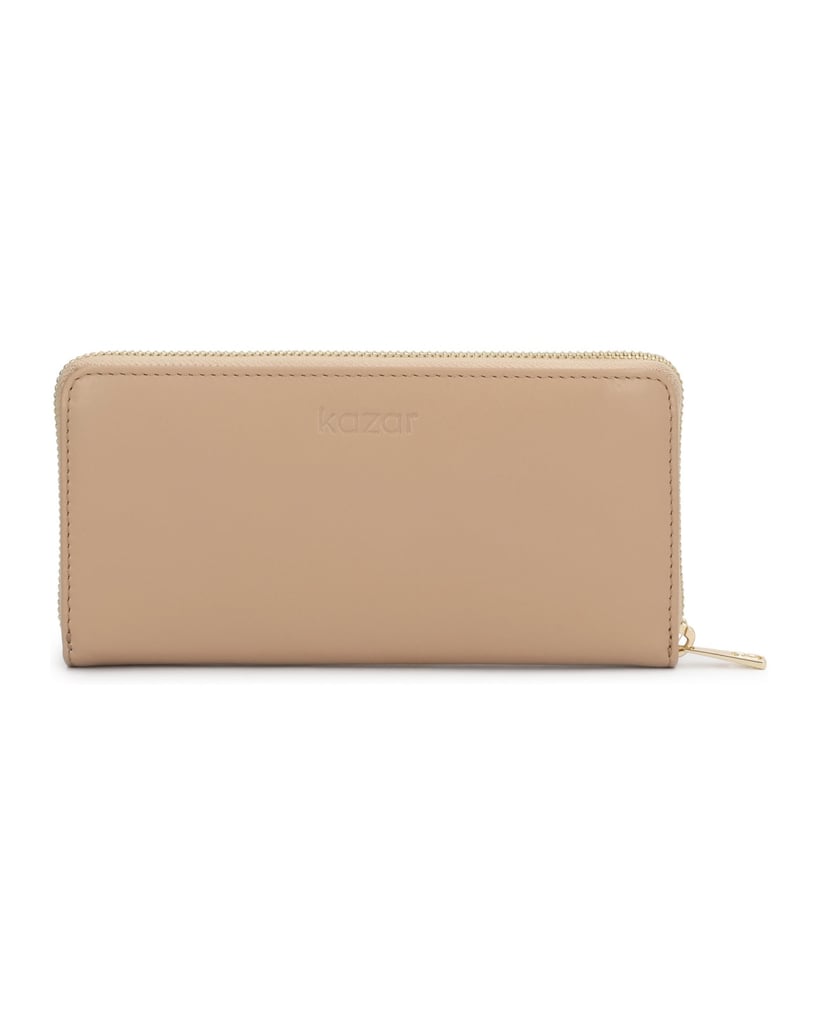 Kazar-Beige-leather-wallet-with-embossed-logo-béžová