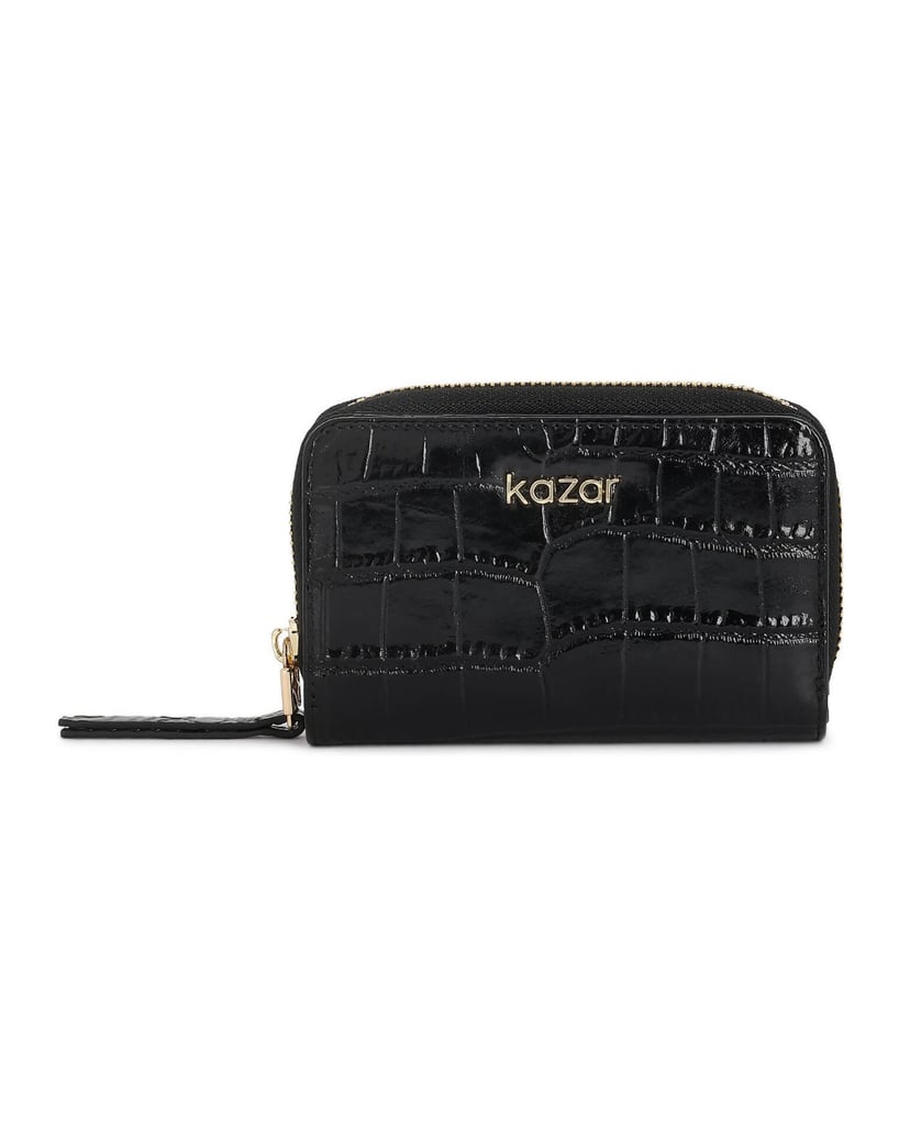 Kazar-Black-crocodile-embossed-leather-wallet-čierna