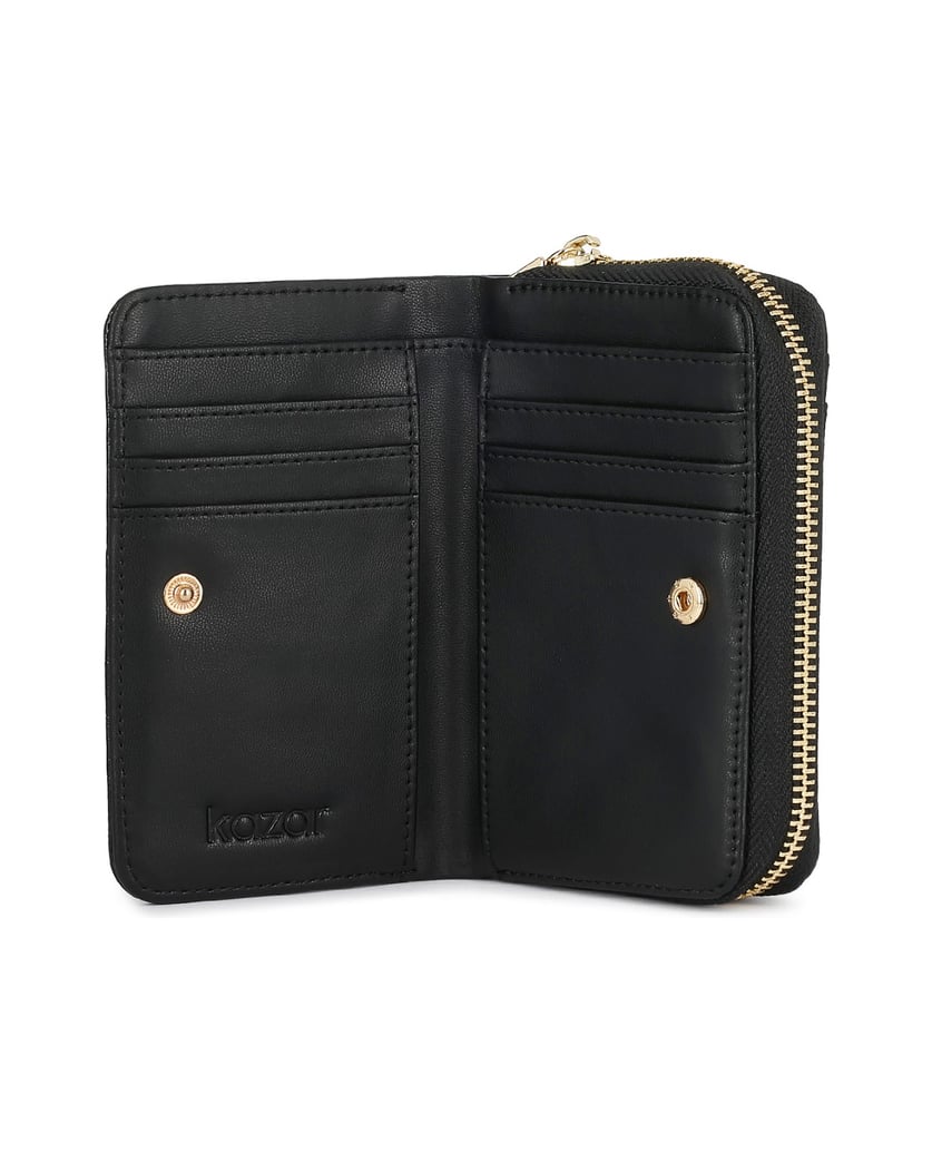 Kazar-Black-crocodile-embossed-leather-wallet-čierna