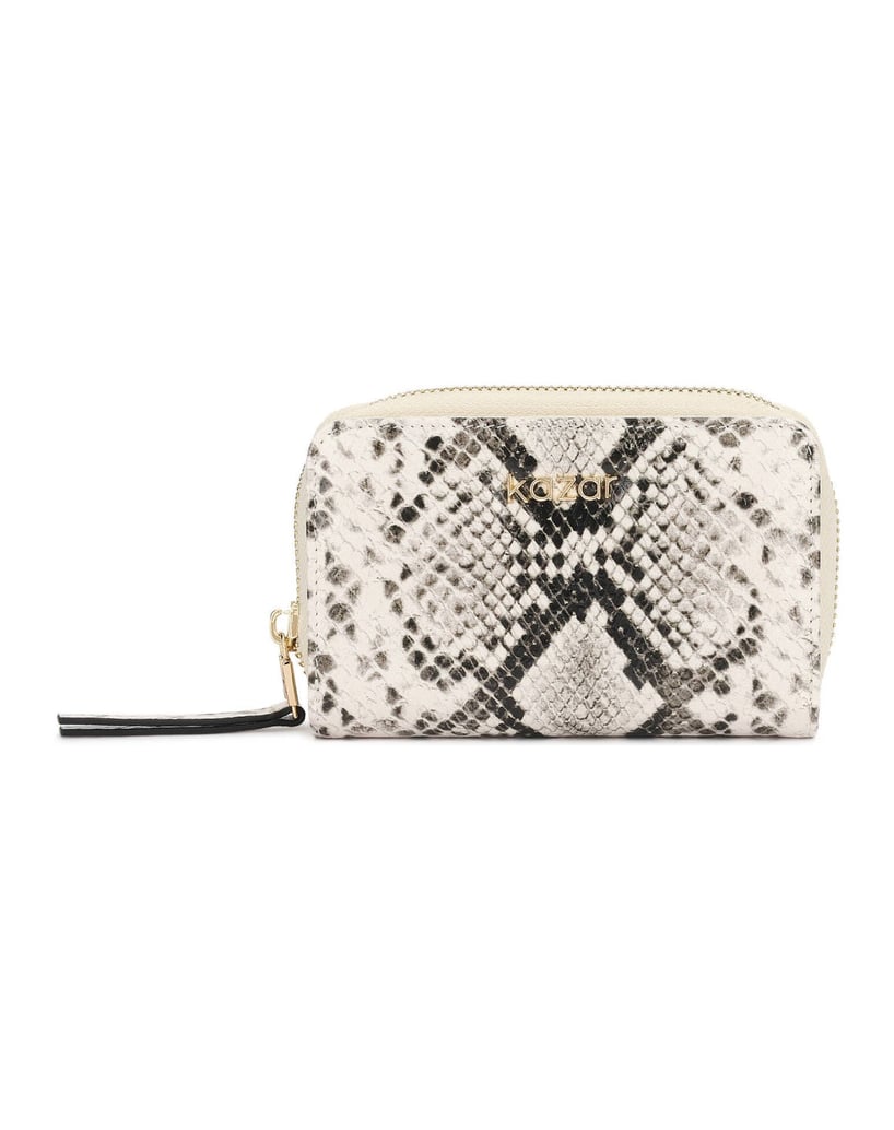 Kazar-Snake-motif-embossed-leather-wallet-with-zipper-pocket-bílá
