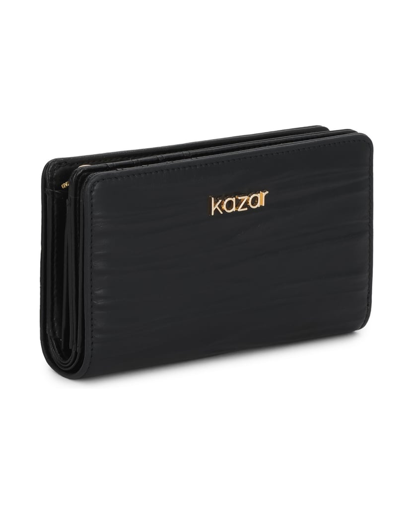 Kazar-Black-wallets-in-soft,-crinkle-textured-genuine-leather-čierna