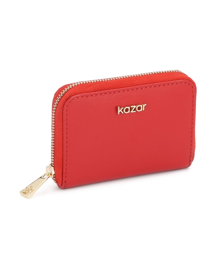 Kazar-Red-compact-Genuine-leather-wallets-with-zipper-closure-červená