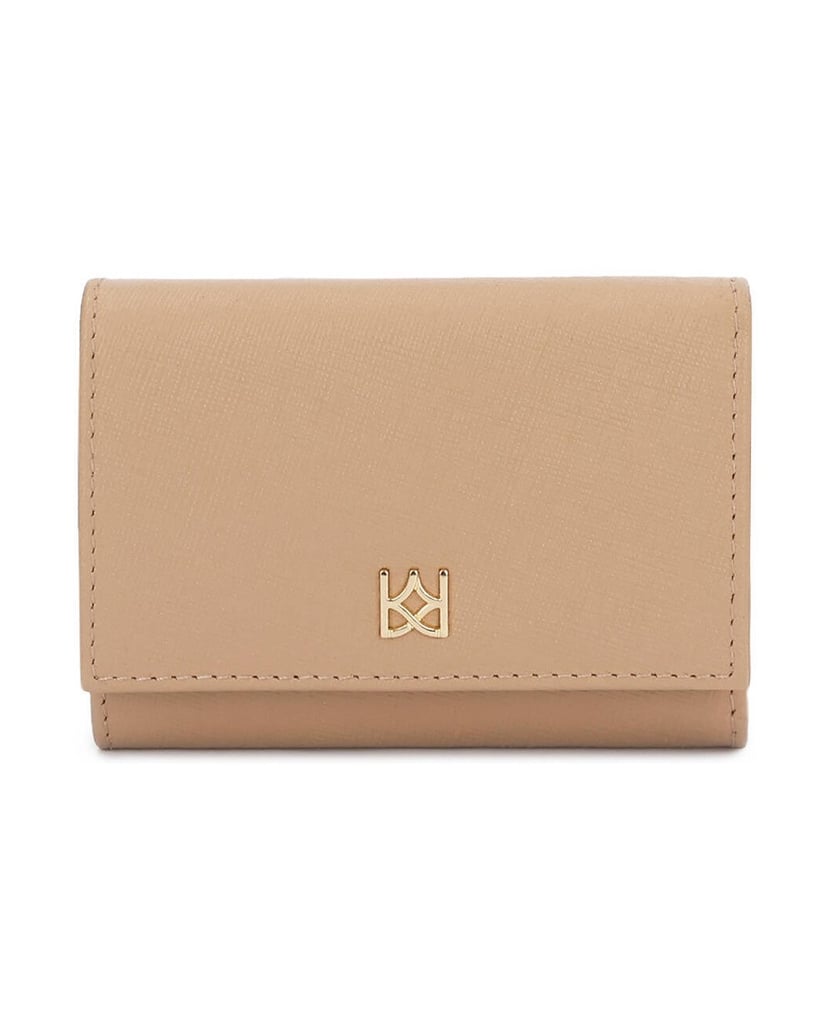 Kazar-Beige-wallet-with-flap-and-gold-logo-béžová