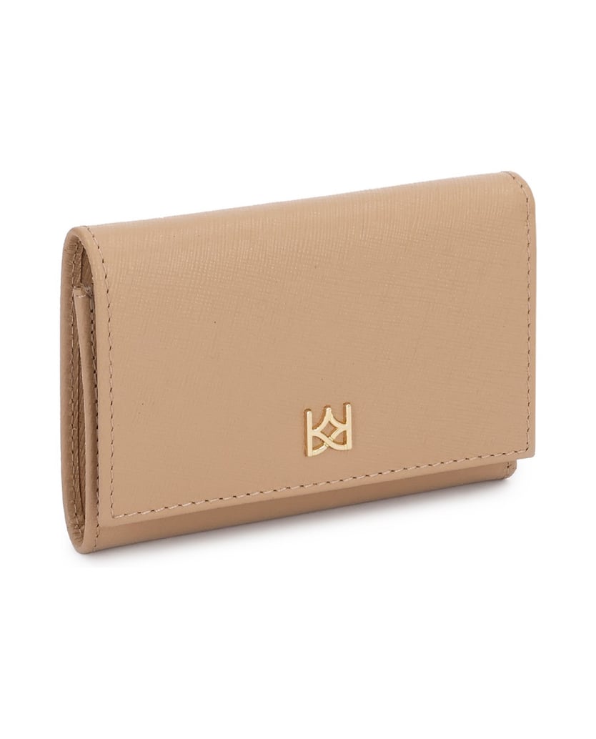 Kazar-Beige-wallet-with-flap-and-gold-logo-béžová