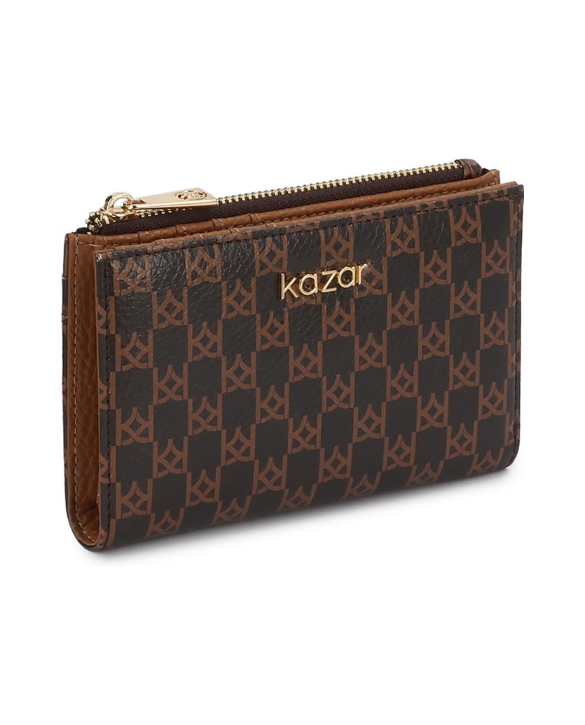 Kazar-Brown-compact-wallets-with-monograms-hnedá